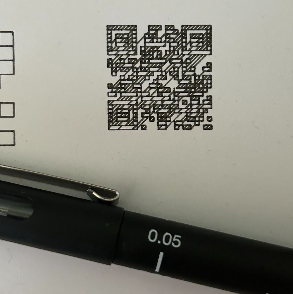 First attempt at plotting QR code on Axidraw